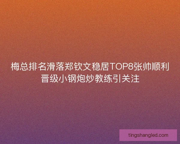 梅总排名滑落郑钦文稳居TOP8张帅顺利晋级小钢炮炒教练引关注